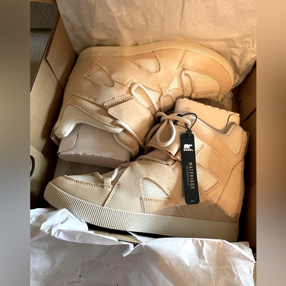 Sorel Women’s Out N About Sport Wedge Bootie ✨ Size 9.5 | neutral cream lace up - Picture 12 of 16